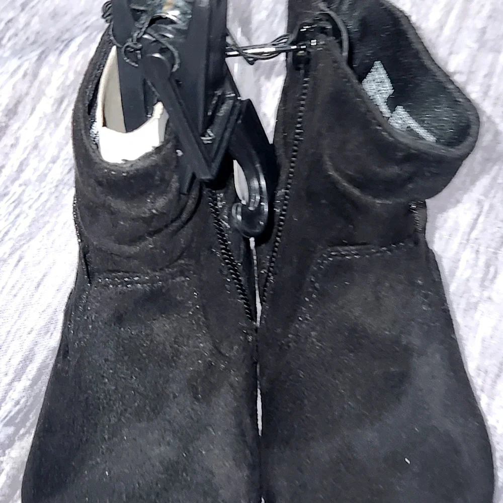 Wonder Nation Black Slouch Boots Glitter Bow Toddler Girls Size 7‎